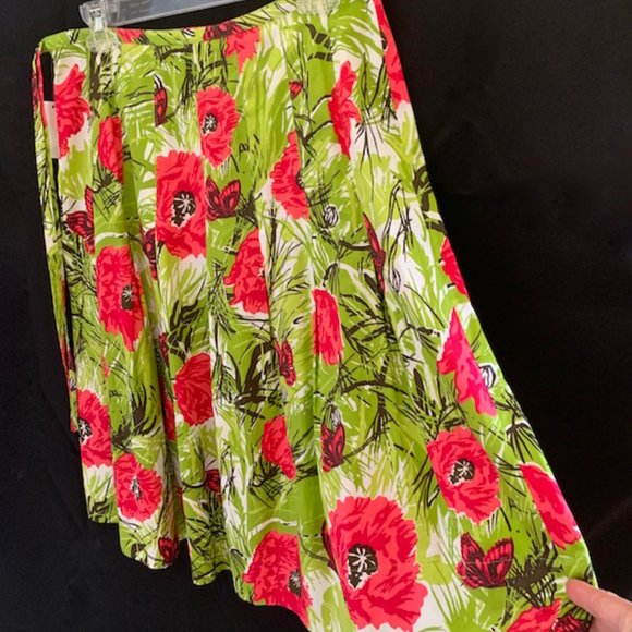 Vintage (NEW with TAG) TALBOTS 100% Cotton FLORAL PLEATED SKIRT -Size 6 - Picture 11 of 12